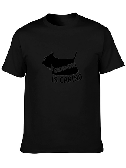 Camiseta Negra Grooming is Caring para Amantes de Mascotas
