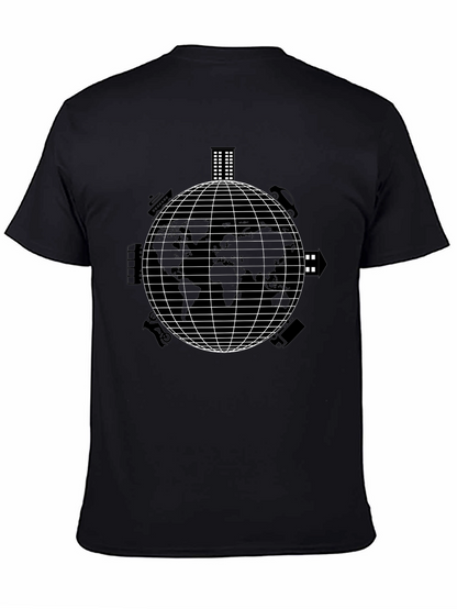 Camiseta Negra con Diseño de Mundo Urbano