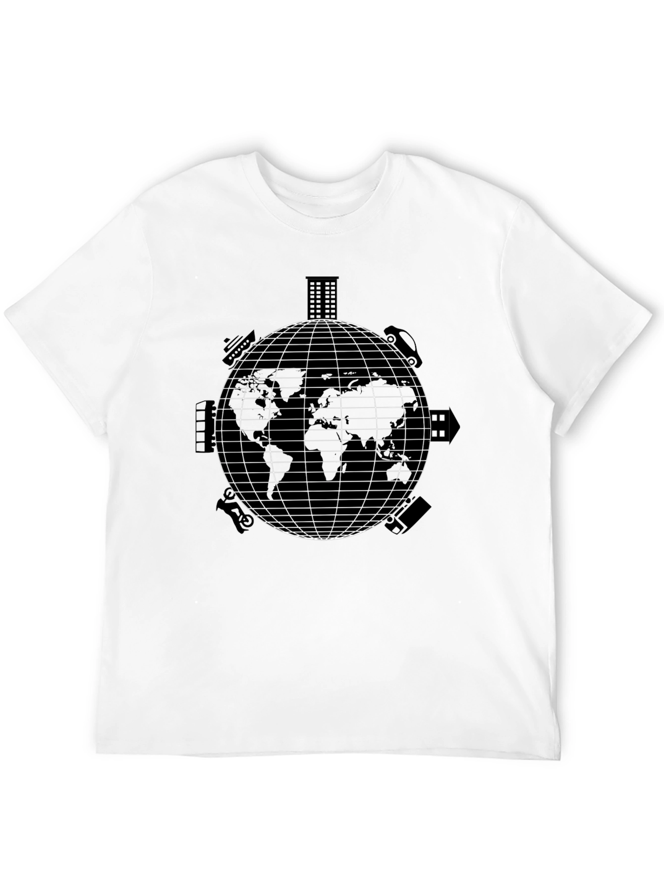 Camiseta Negra con Diseño de Mundo Urbano