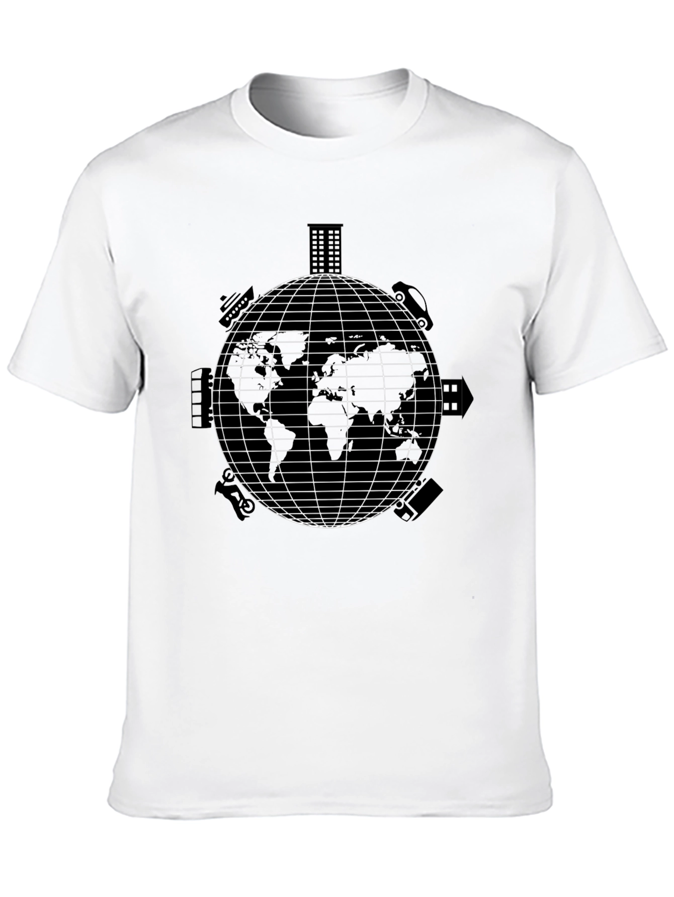 Camiseta Negra con Diseño de Mundo Urbano
