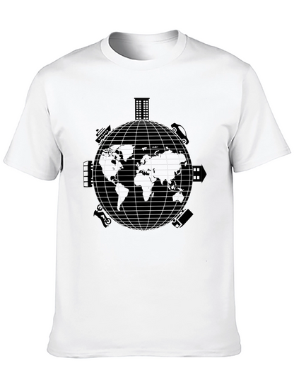 Camiseta Negra con Diseño de Mundo Urbano