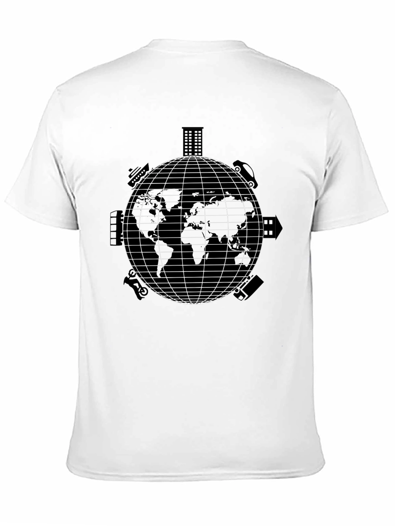 Camiseta Negra con Diseño de Mundo Urbano