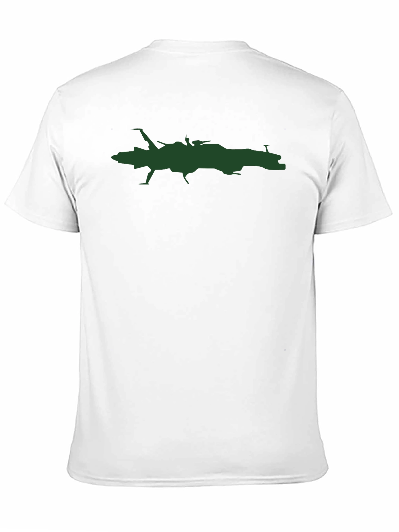 Camiseta Negra con Estampado de Nave Espacial Verde