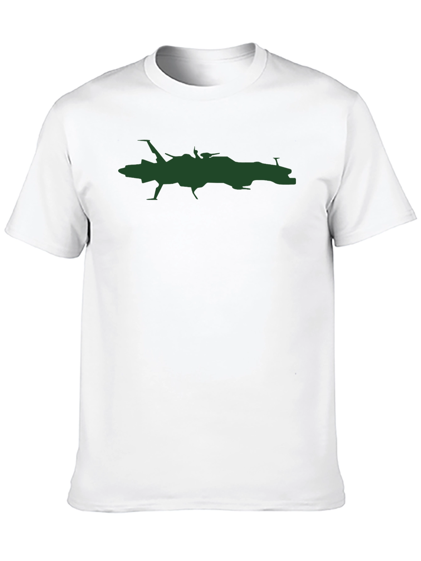 Camiseta Negra con Estampado de Nave Espacial Verde