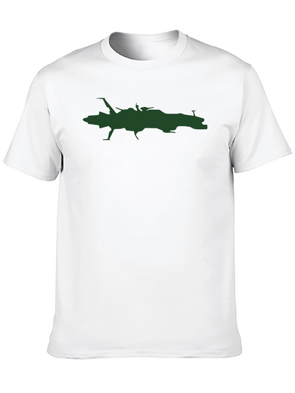 Camiseta Negra con Estampado de Nave Espacial Verde