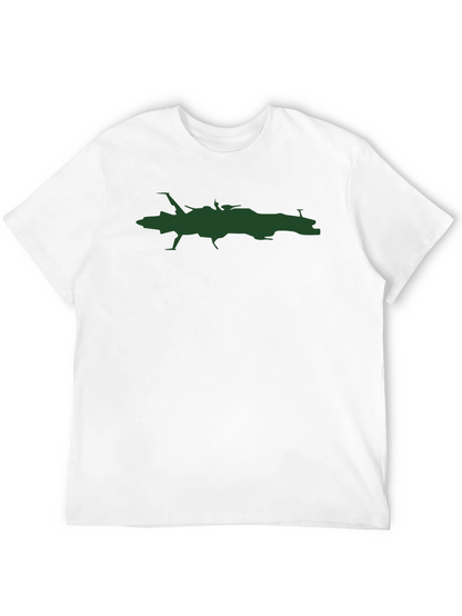 Camiseta Negra con Estampado de Nave Espacial Verde