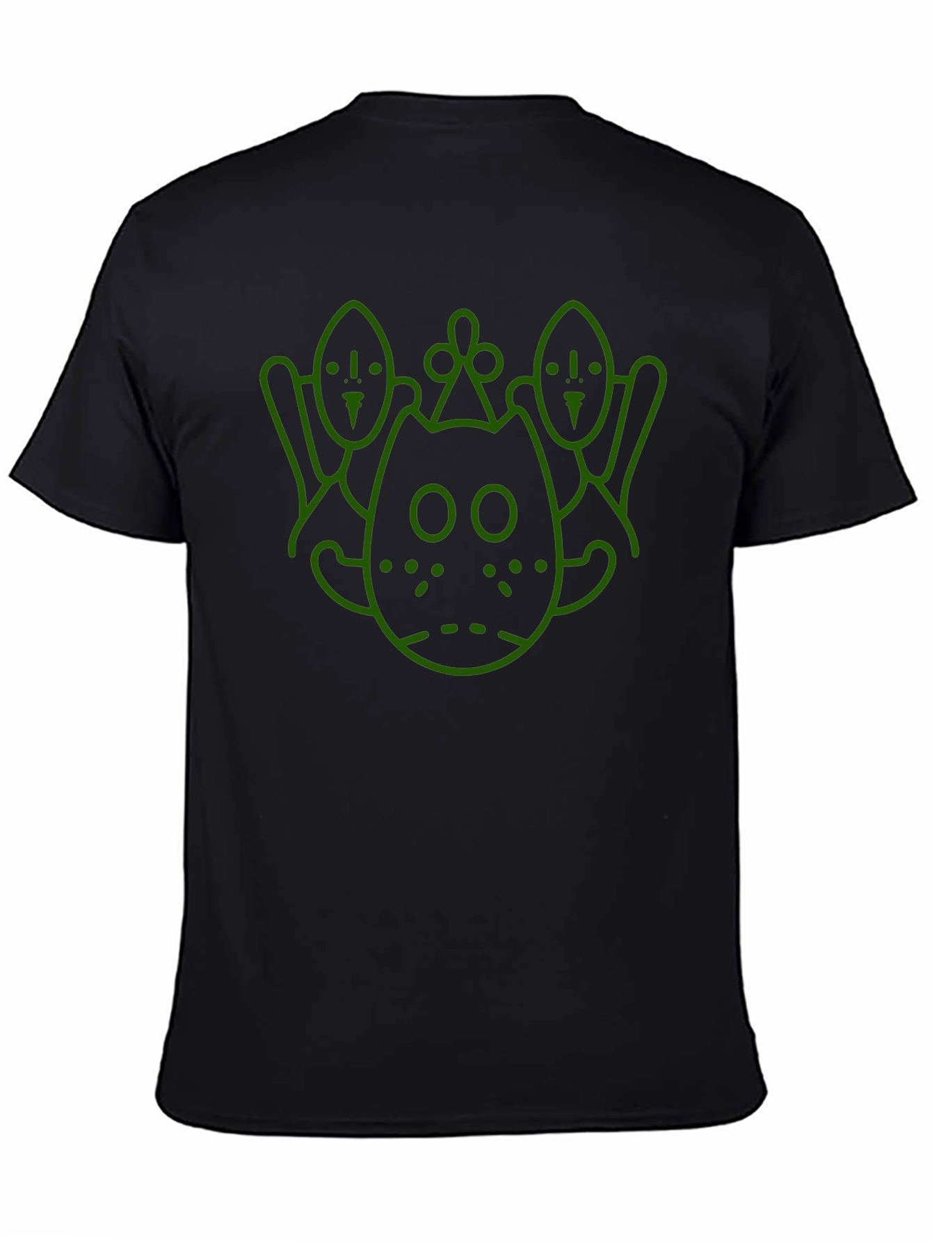 Camiseta Negra con Diseño Gráfico Abstracto en Verde