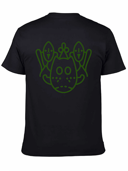 Camiseta Negra con Diseño Gráfico Abstracto en Verde