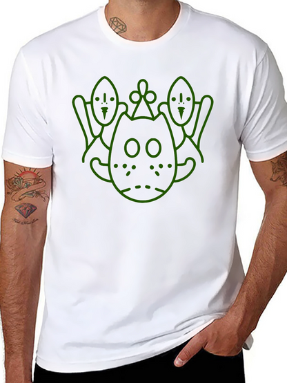 Camiseta Negra con Diseño Gráfico Abstracto en Verde
