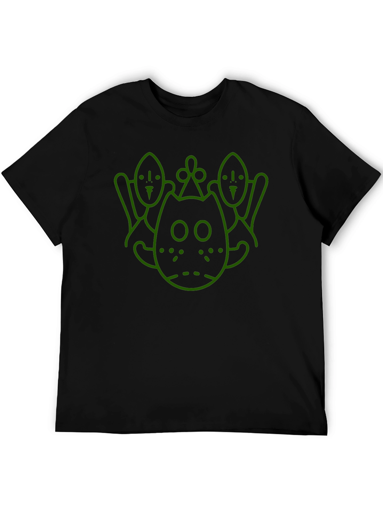 Camiseta Negra con Diseño Gráfico Abstracto en Verde