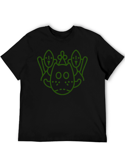 Camiseta Negra con Diseño Gráfico Abstracto en Verde