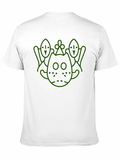 Camiseta Negra con Diseño Gráfico Abstracto en Verde