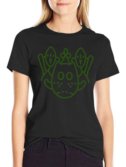 Camiseta Negra con Diseño Gráfico Abstracto en Verde