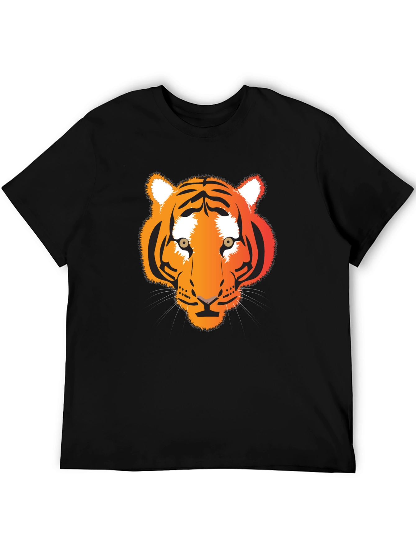 Camiseta Negra con Diseño de Tigre Naranja