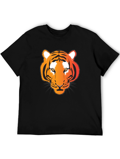 Camiseta Negra con Diseño de Tigre Naranja