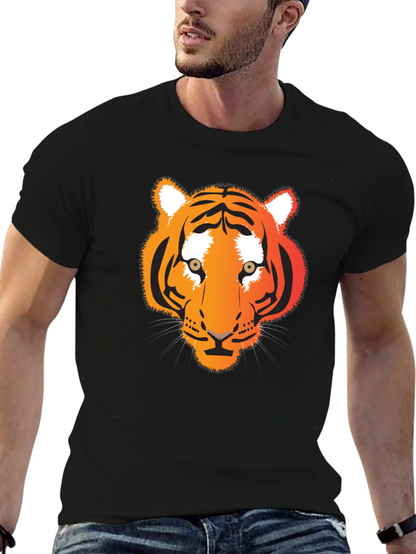 Camiseta Negra con Diseño de Tigre Naranja