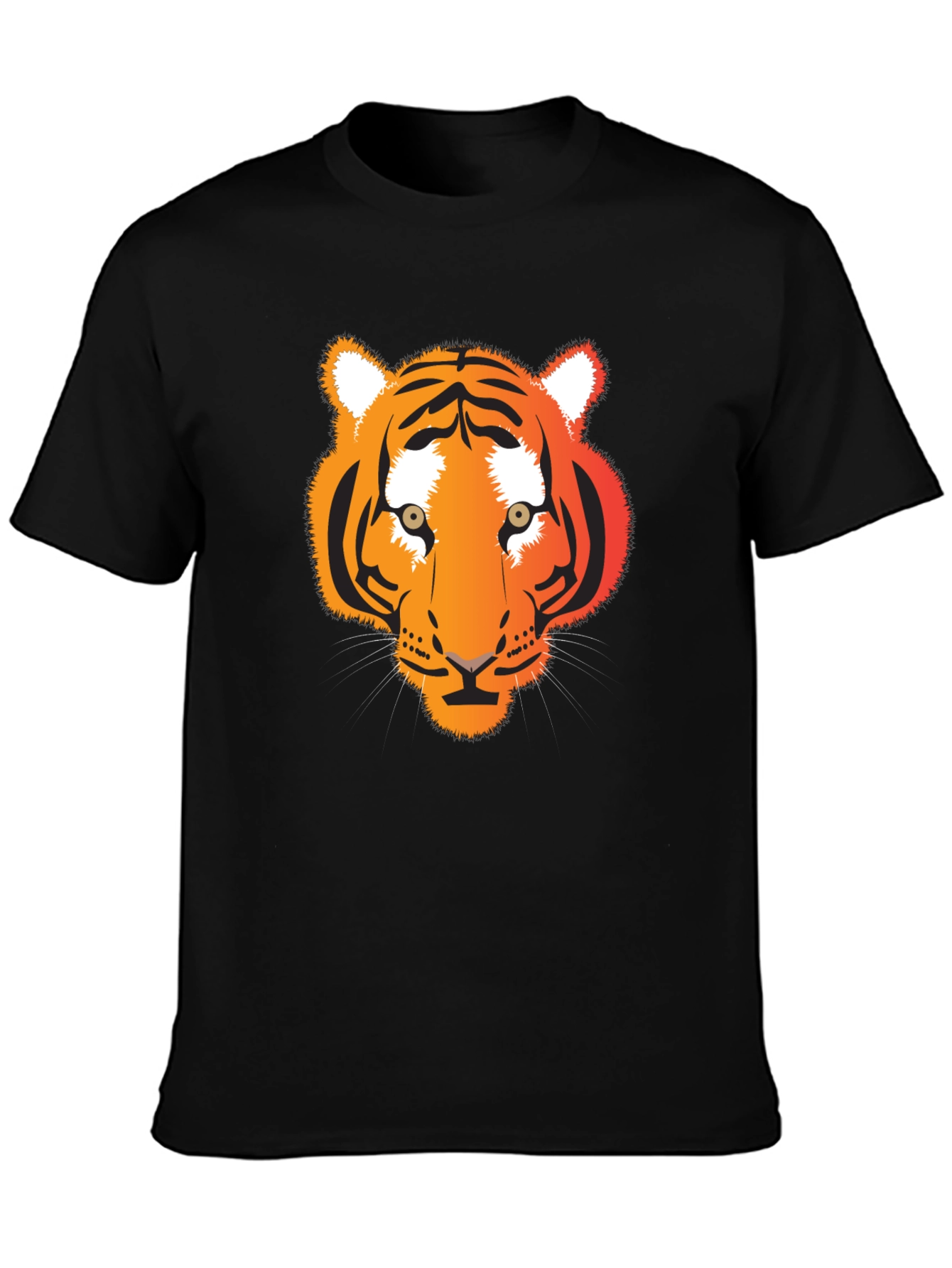 Camiseta Negra con Diseño de Tigre Naranja