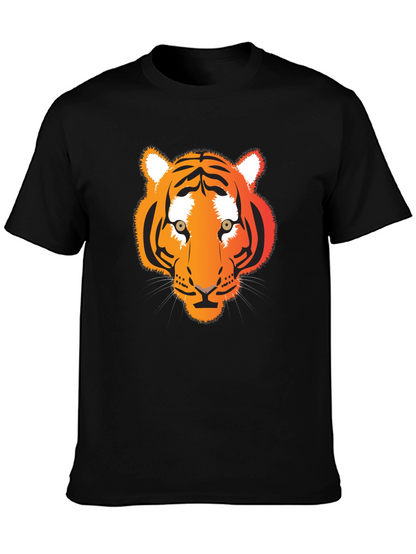 Camiseta Negra con Diseño de Tigre Naranja