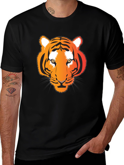 Camiseta Negra con Diseño de Tigre Naranja