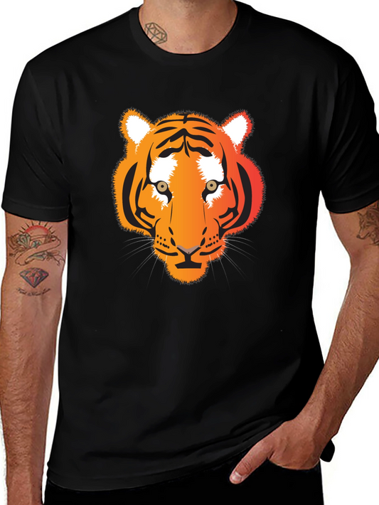 Camiseta Negra con Diseño de Tigre Naranja