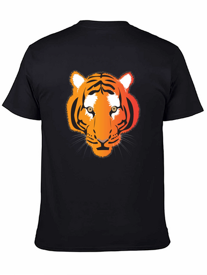 Camiseta Negra con Diseño de Tigre Naranja