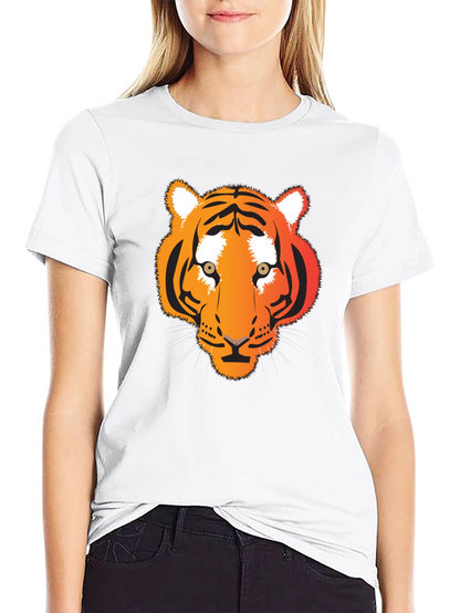 Camiseta Negra con Diseño de Tigre Naranja