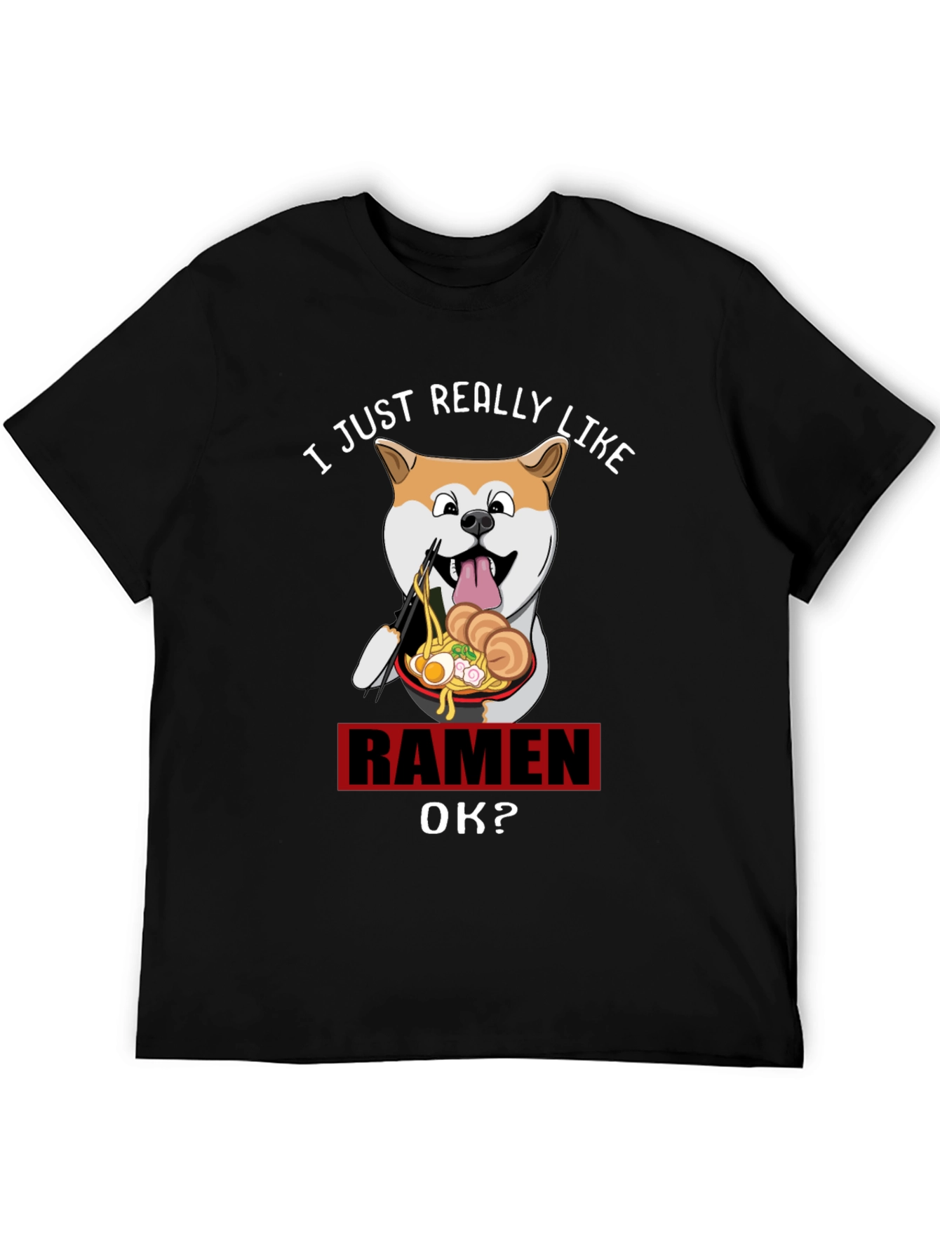 Camiseta Negra Divertida: Amo el Ramen