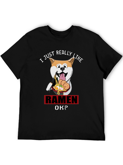 Camiseta Negra Divertida: Amo el Ramen