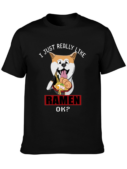 Camiseta Negra Divertida: Amo el Ramen