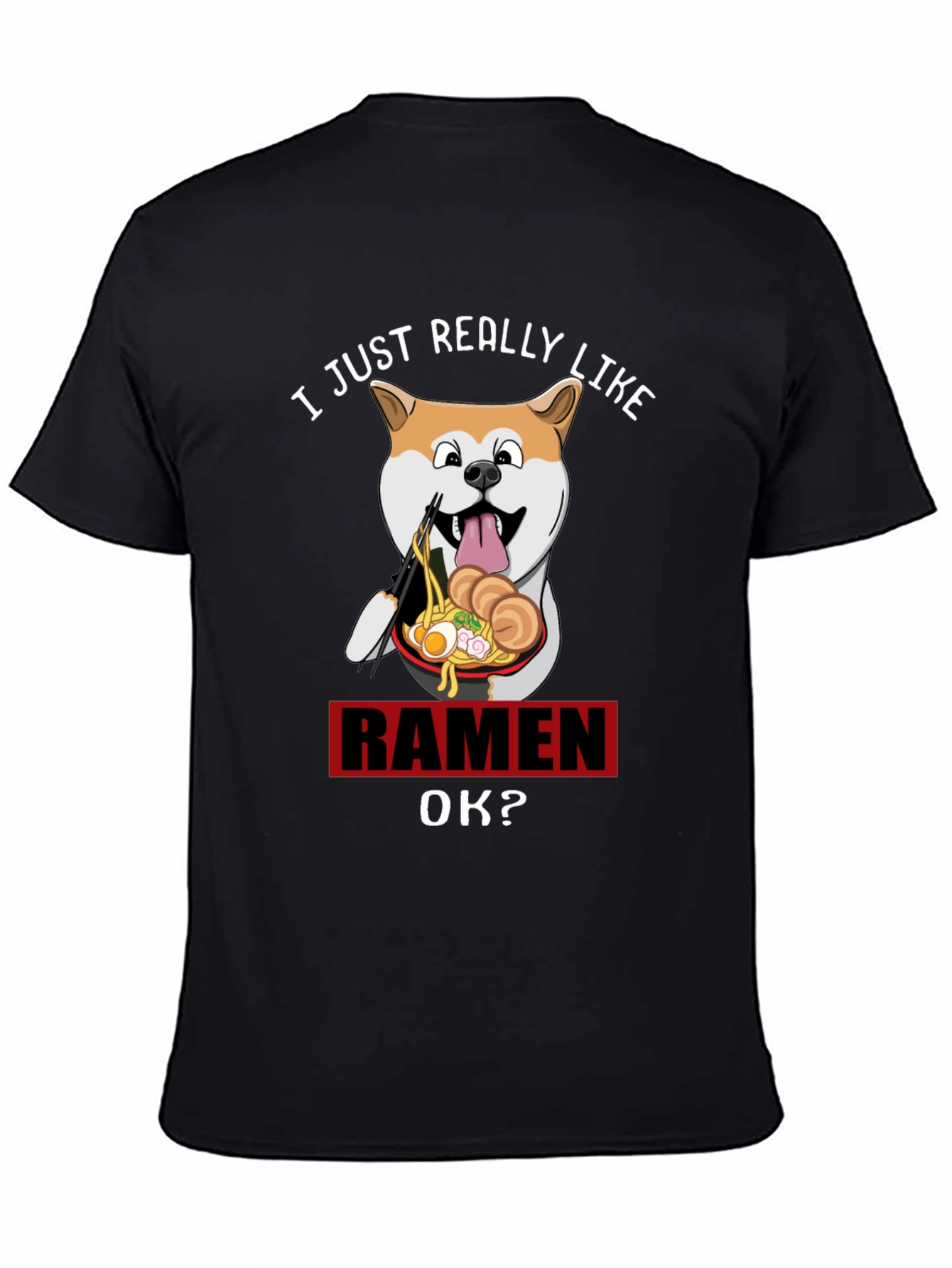 Camiseta Negra Divertida: Amo el Ramen