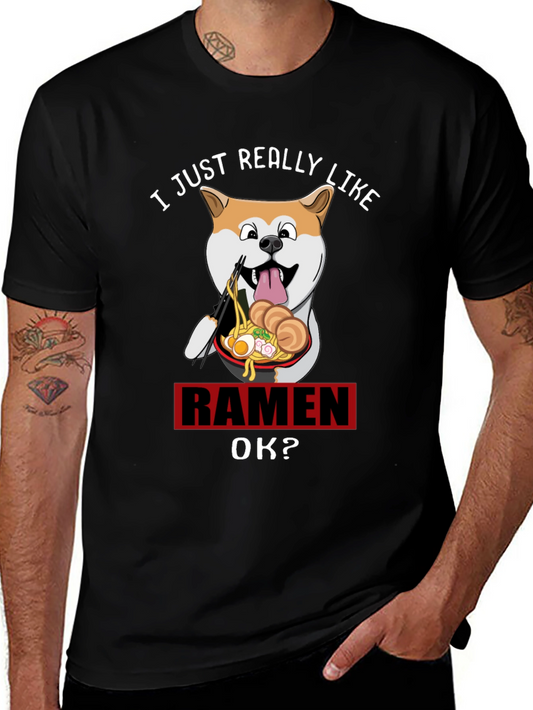 Camiseta Negra Divertida: Amo el Ramen