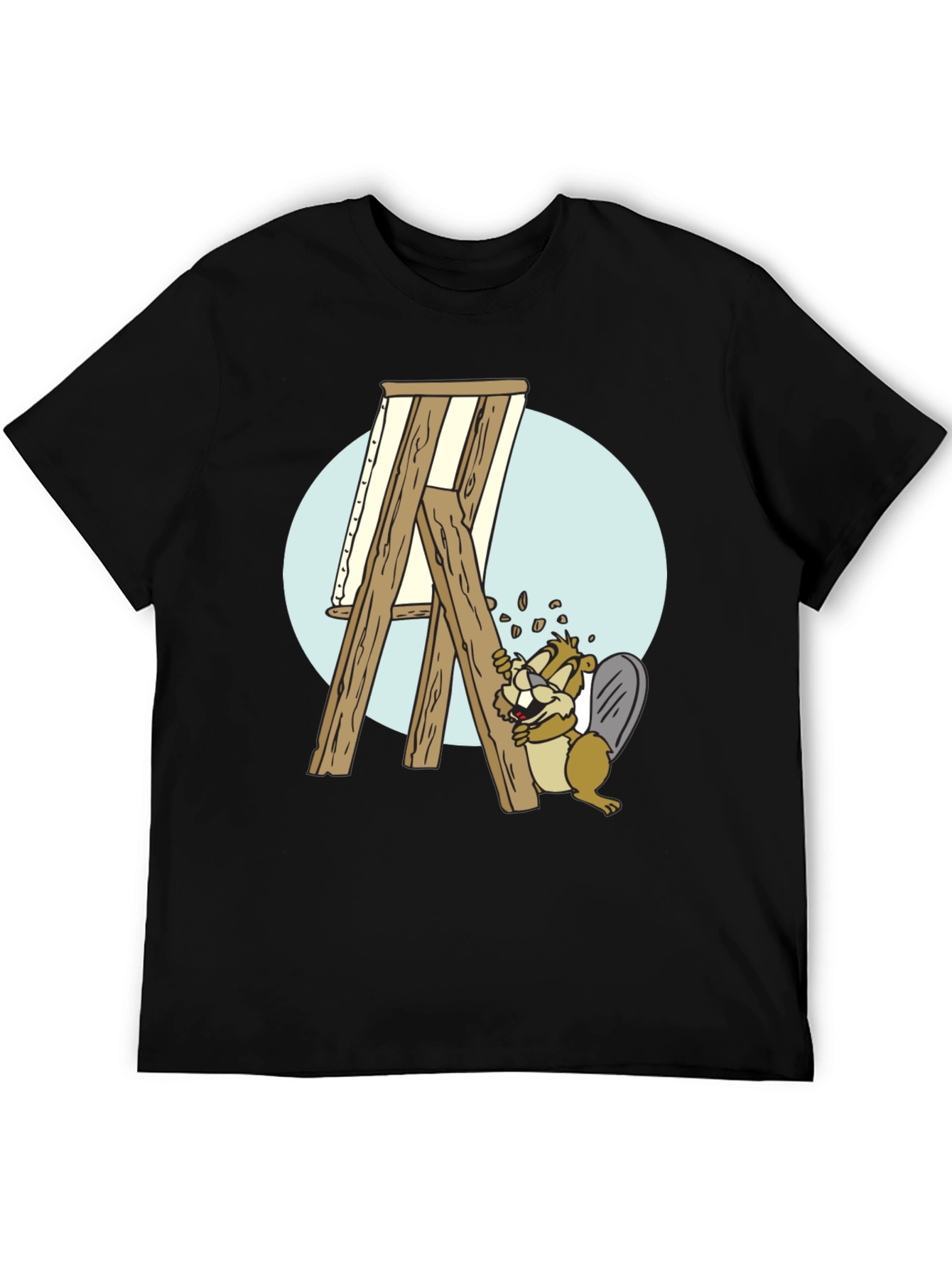 Camiseta Negra con Diseño de Castor Constructor