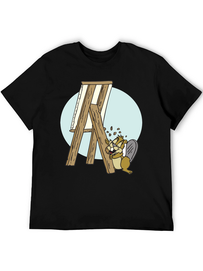 Camiseta Negra con Diseño de Castor Constructor