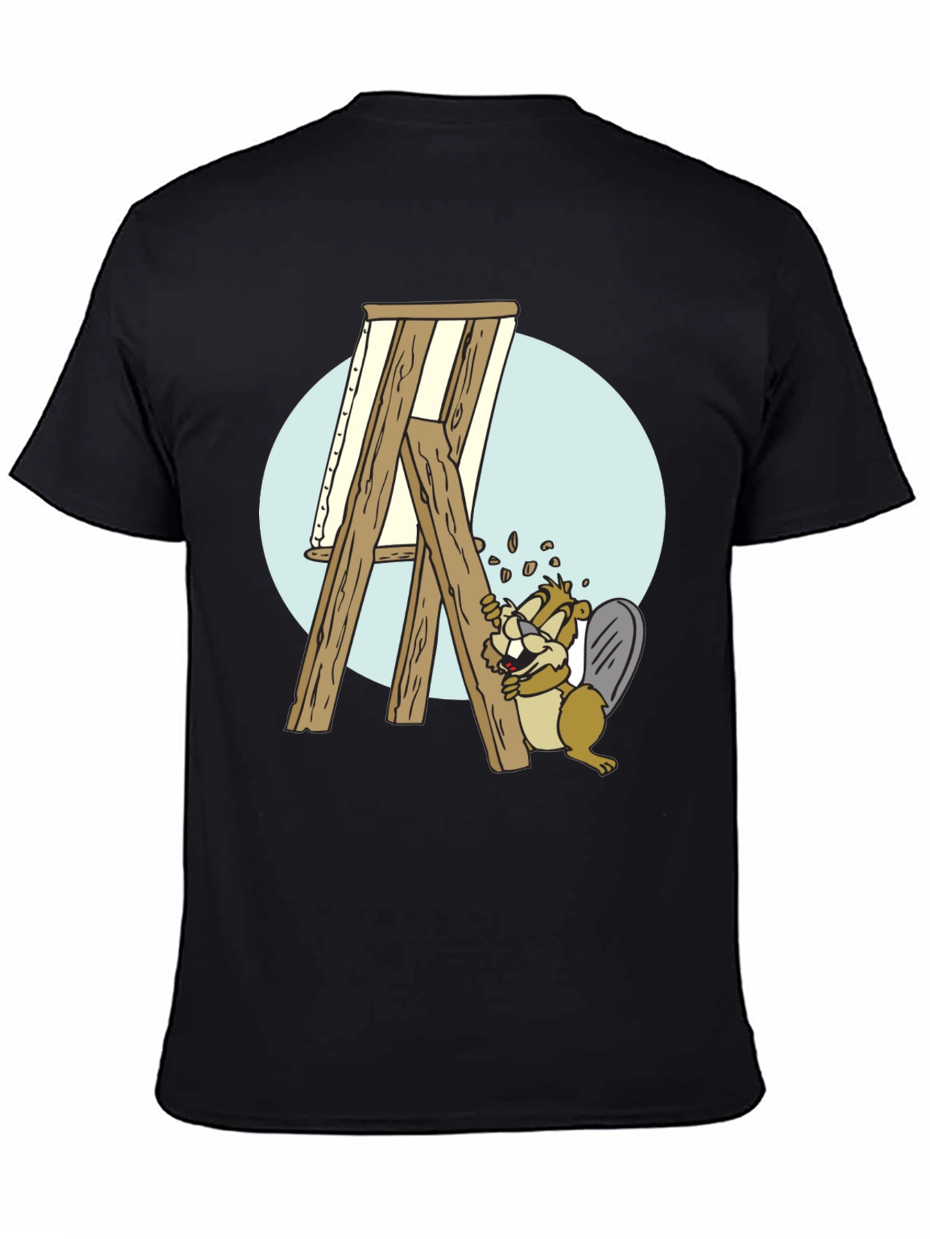 Camiseta Negra con Diseño de Castor Constructor