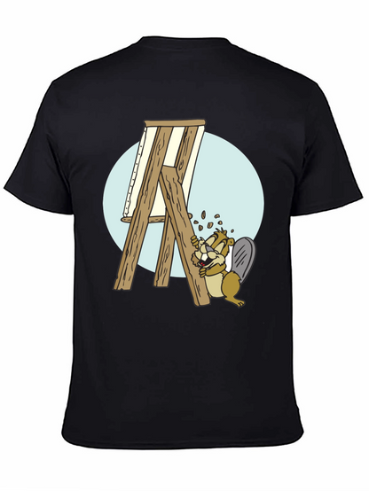 Camiseta Negra con Diseño de Castor Constructor
