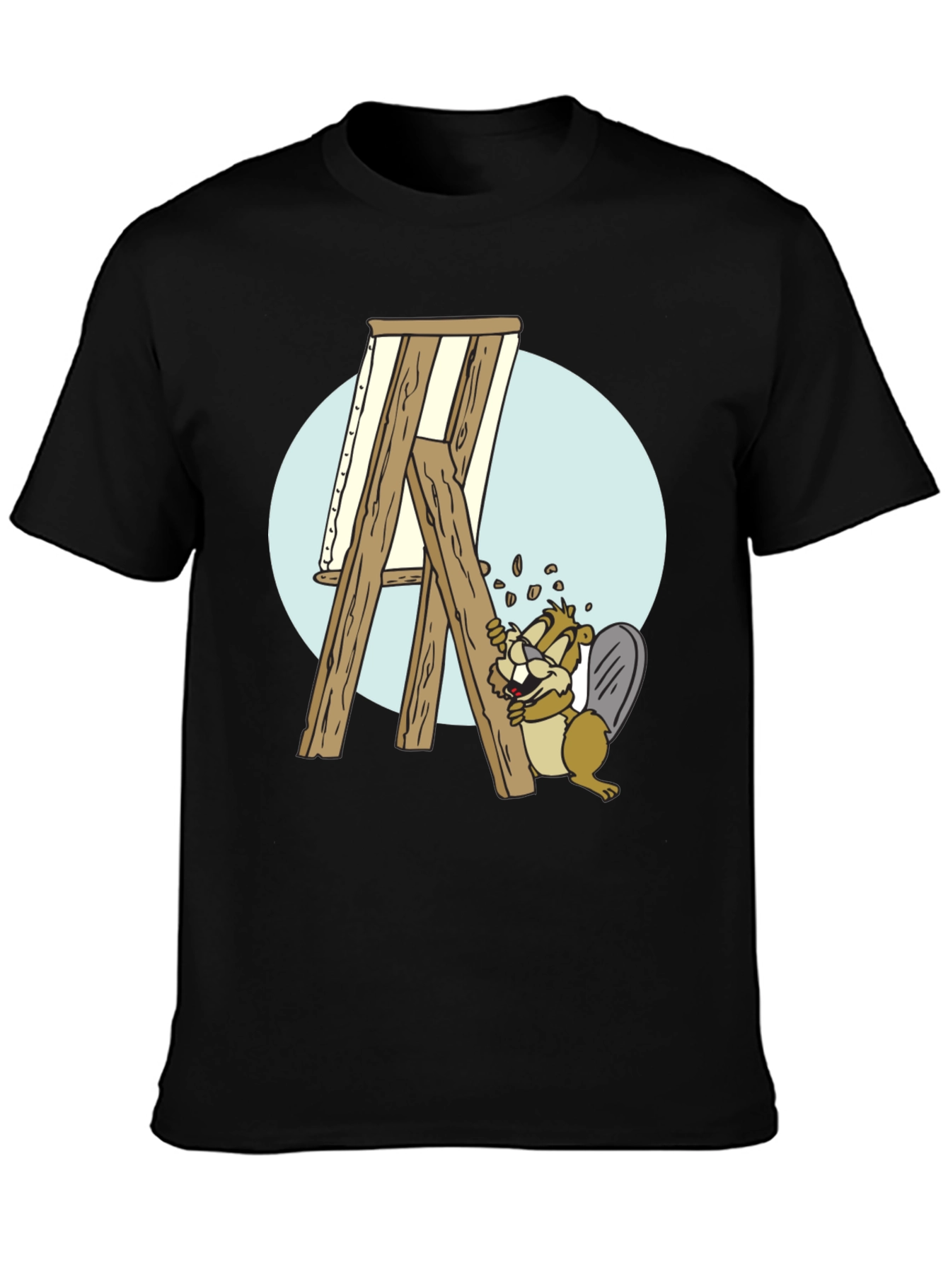 Camiseta Negra con Diseño de Castor Constructor