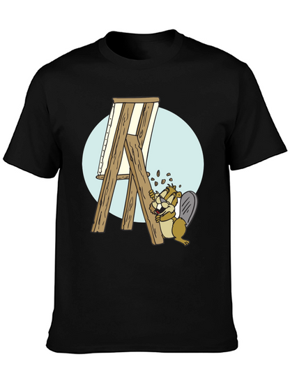 Camiseta Negra con Diseño de Castor Constructor