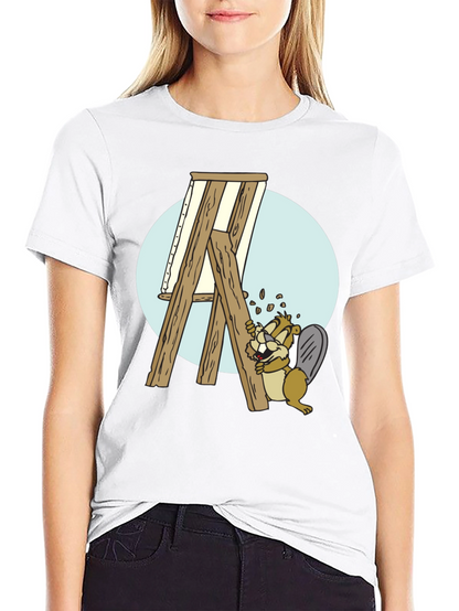 Camiseta Negra con Diseño de Castor Constructor