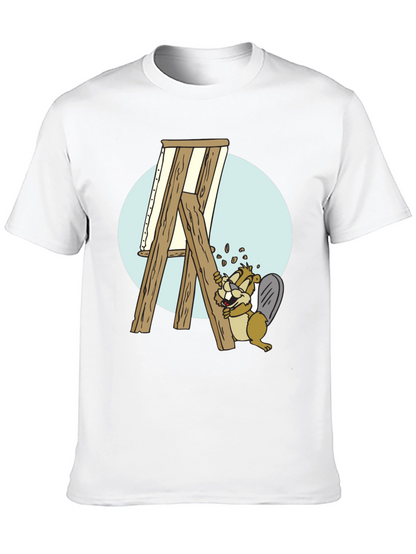 Camiseta Negra con Diseño de Castor Constructor