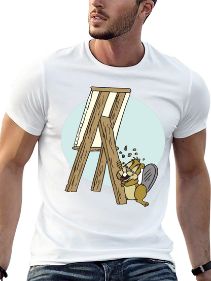 Camiseta Negra con Diseño de Castor Constructor
