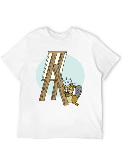 Camiseta Negra con Diseño de Castor Constructor