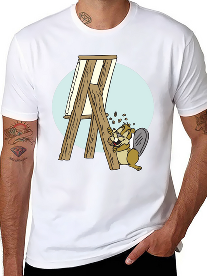Camiseta Negra con Diseño de Castor Constructor