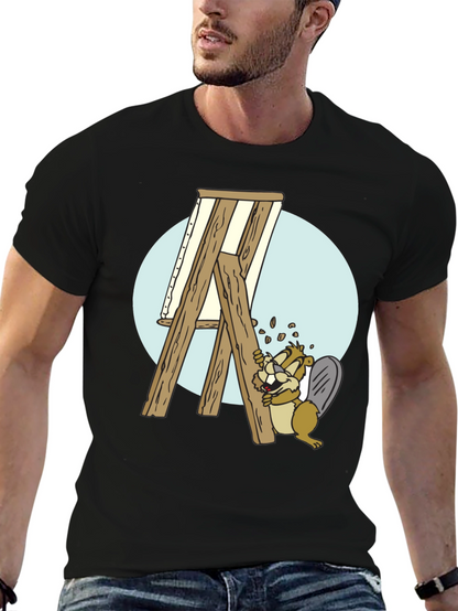 Camiseta Negra con Diseño de Castor Constructor