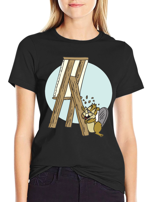 Camiseta Negra con Diseño de Castor Constructor