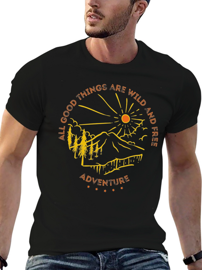 Camiseta Negra de Aventura al Aire Libre