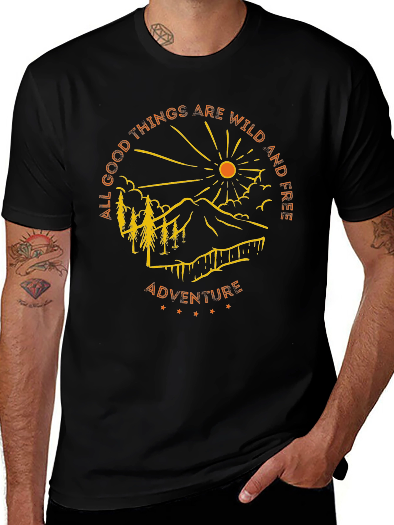 Camiseta Negra de Aventura al Aire Libre