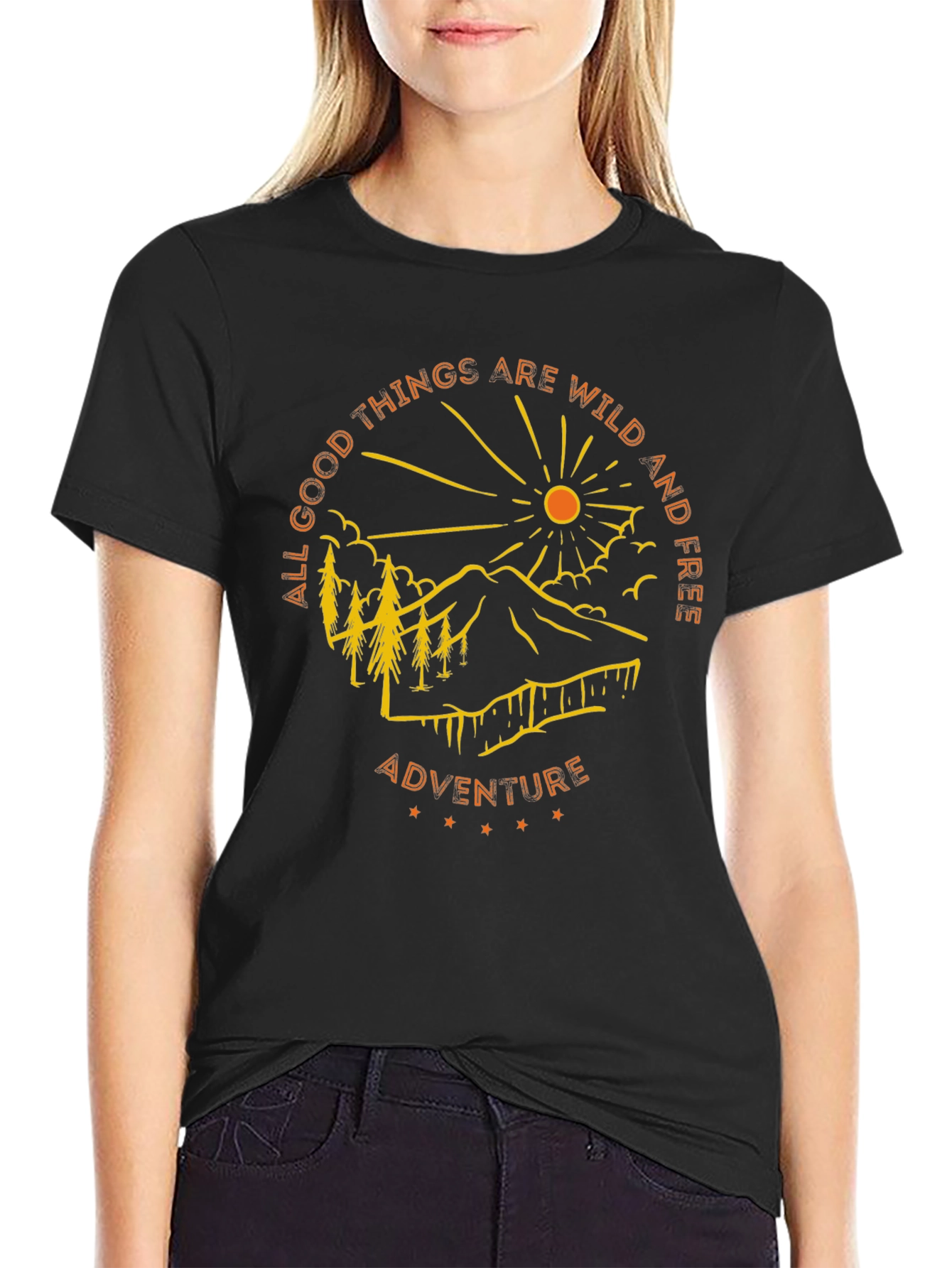 Camiseta Negra de Aventura al Aire Libre