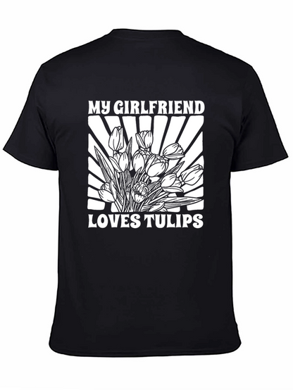 Camiseta Negra: Mi Novia Ama los Tulipanes