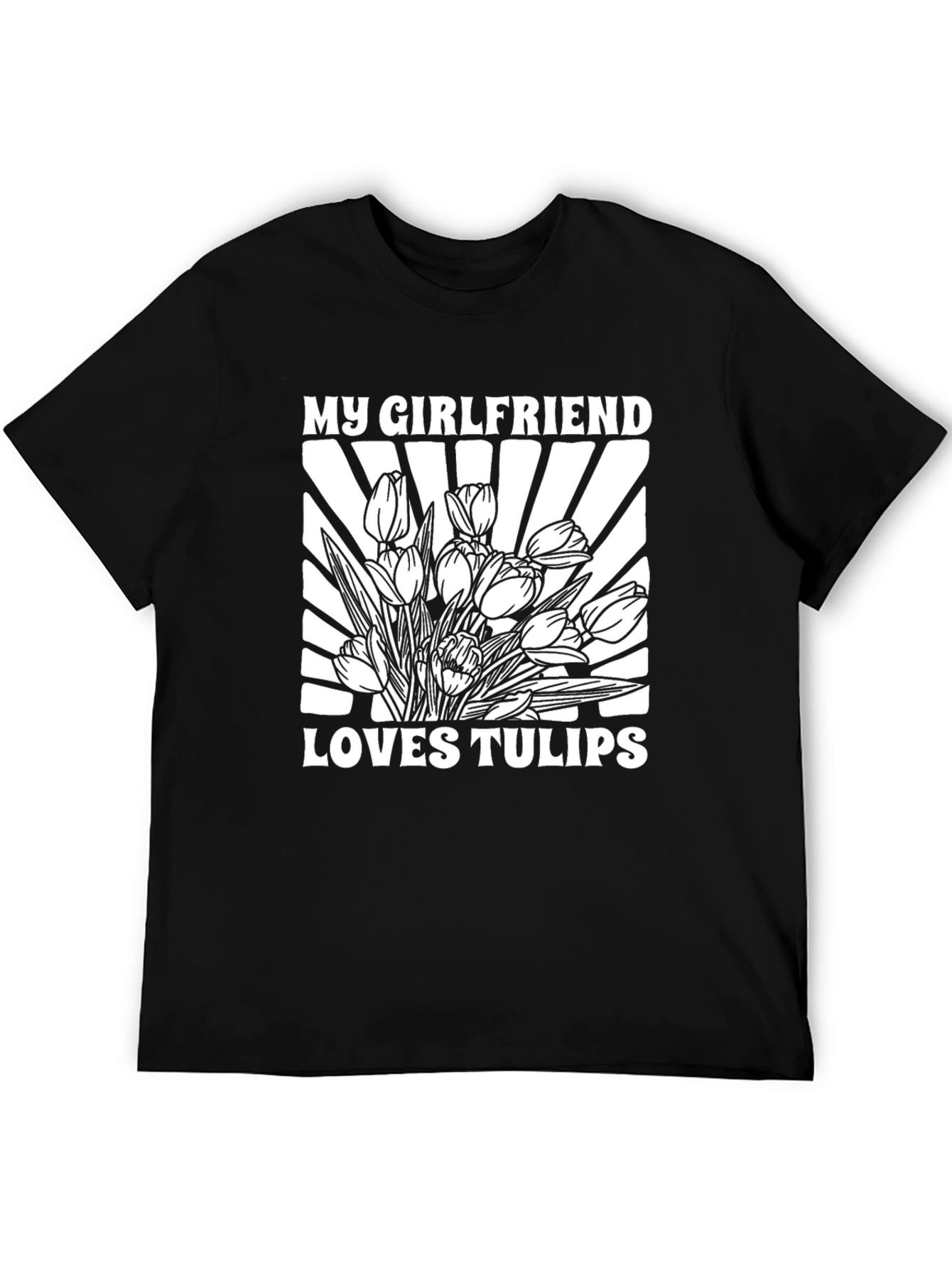 Camiseta Negra: Mi Novia Ama los Tulipanes