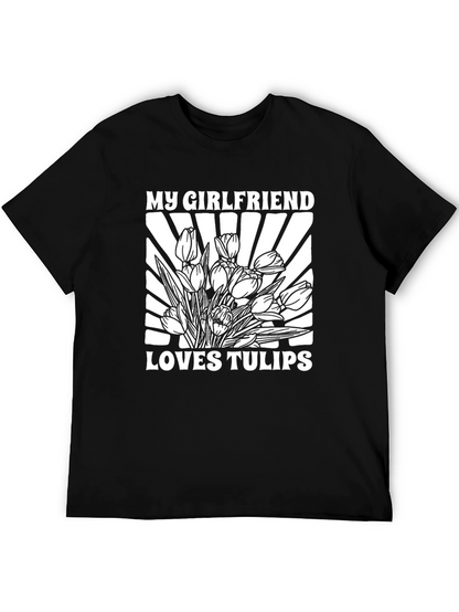 Camiseta Negra: Mi Novia Ama los Tulipanes